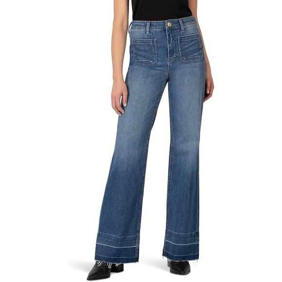 Kut From the Kloth Goldie Super Flare Jeans High Rise Dark Wash Boho Womens 4 - Picture 1 of 9